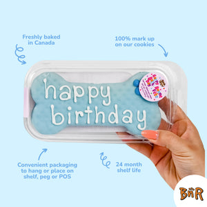 Prepackaged Large Blue Happy Birthday Bone | Birthday