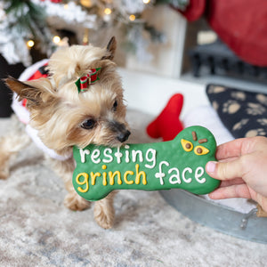 Resting Grinch Face Large Bone | Christmas Pre-Packaged