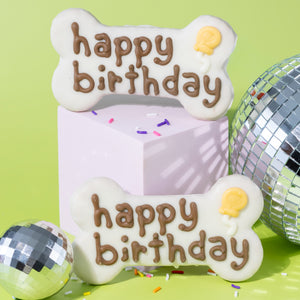 White Happy Birthday Bone | Natural Birthday