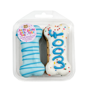 Prepackaged 4pk Blue Woof It Up Bones | Birthday