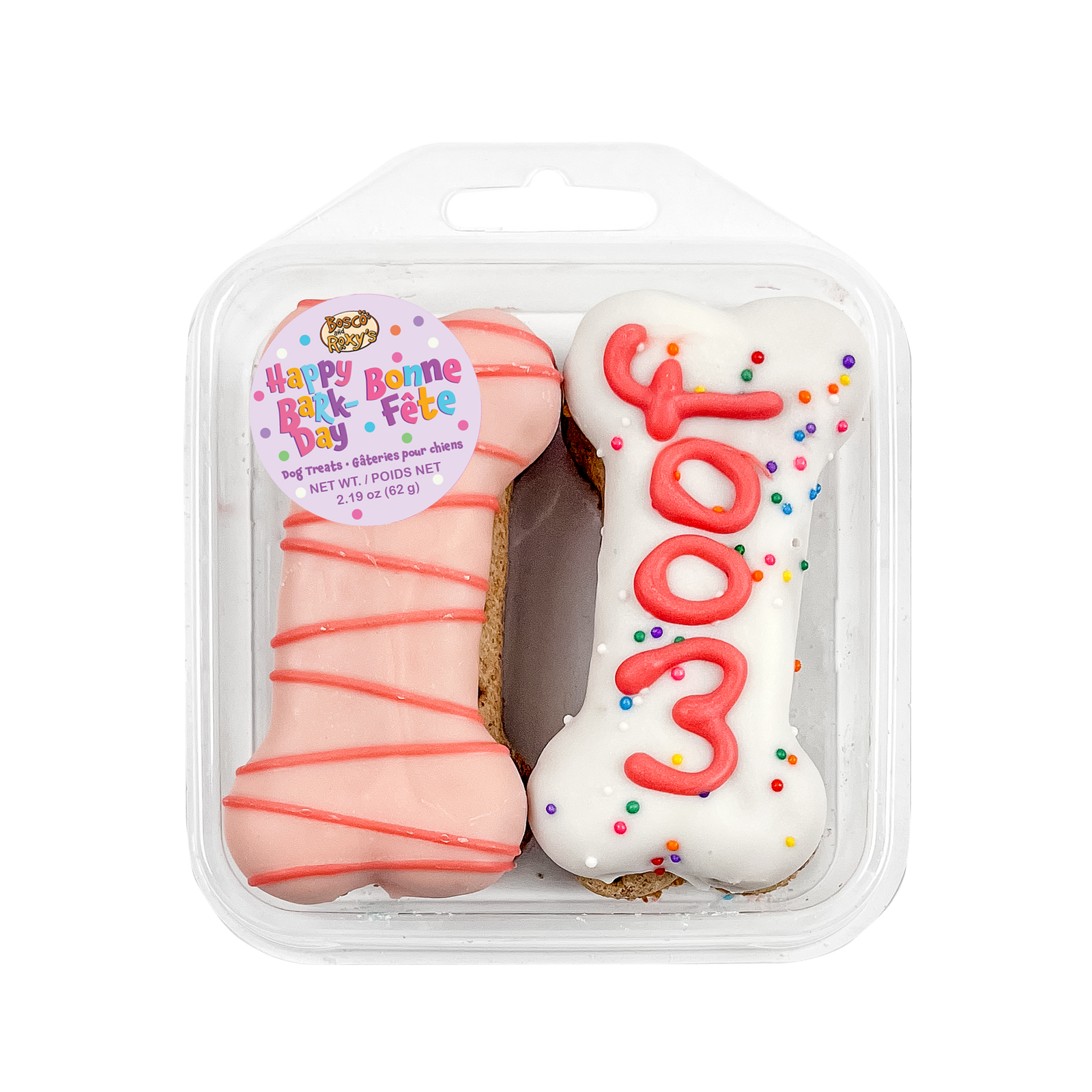 Prepackaged 4pk Pink Woof It Up Bones | Birthday
