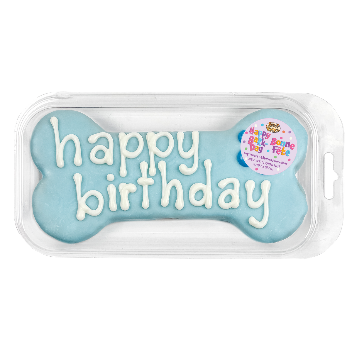 Prepackaged Large Blue Happy Birthday Bone | Birthday