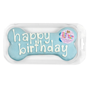 Prepackaged Large Blue Happy Birthday Bone | Birthday