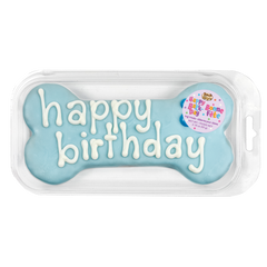 Prepackaged Large Blue Happy Birthday Bone | Birthday