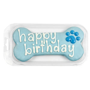 Prepackaged Large Blue Happy Birthday Bone | Birthday