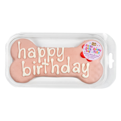 Prepackaged Large Pink Happy Birthday Bone | Birthday