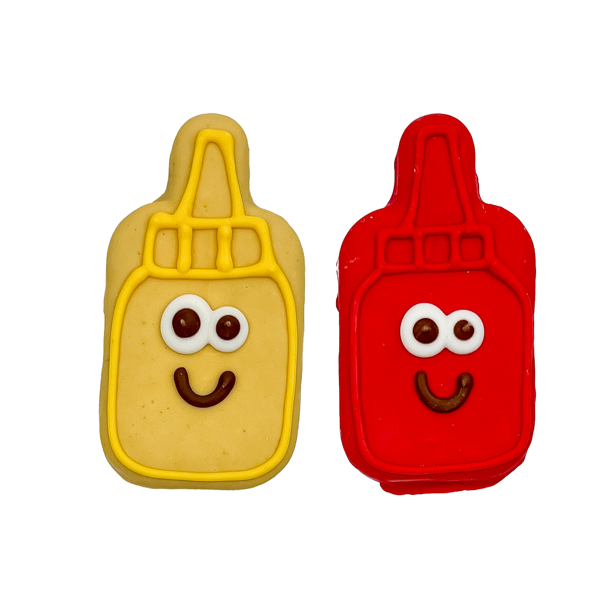 ketchup and mustard dog cookies