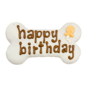White Happy Birthday Bone | Natural Birthday