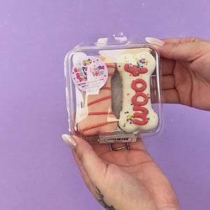 Prepackaged 4pk Pink Woof It Up Bones | Birthday