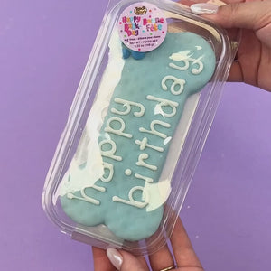 Prepackaged Large Blue Happy Birthday Bone | Birthday